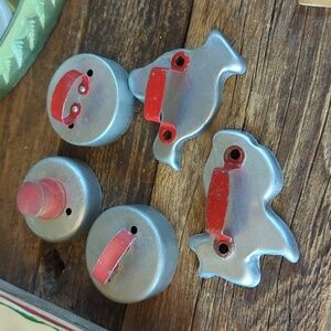 Vintage Red Christmas Metal Cookie Cutters Set of 5